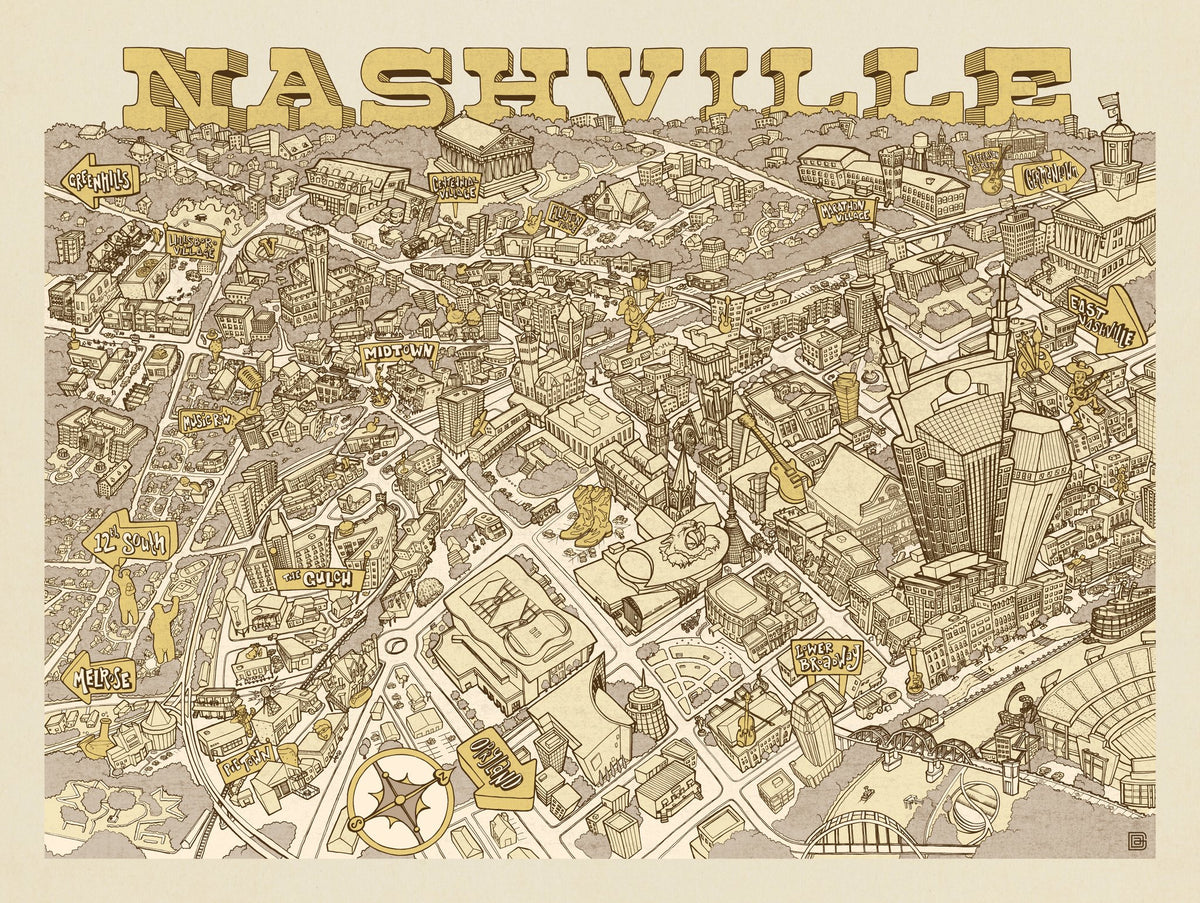 Illustrated Map of Nashville - Puzzle - Artwork