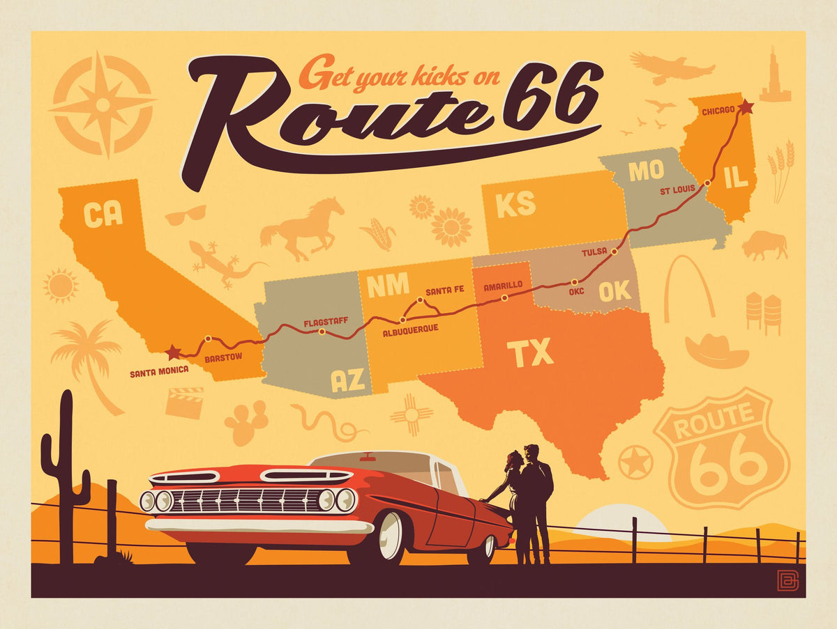 Route 66 Map - Puzzle - Artwork