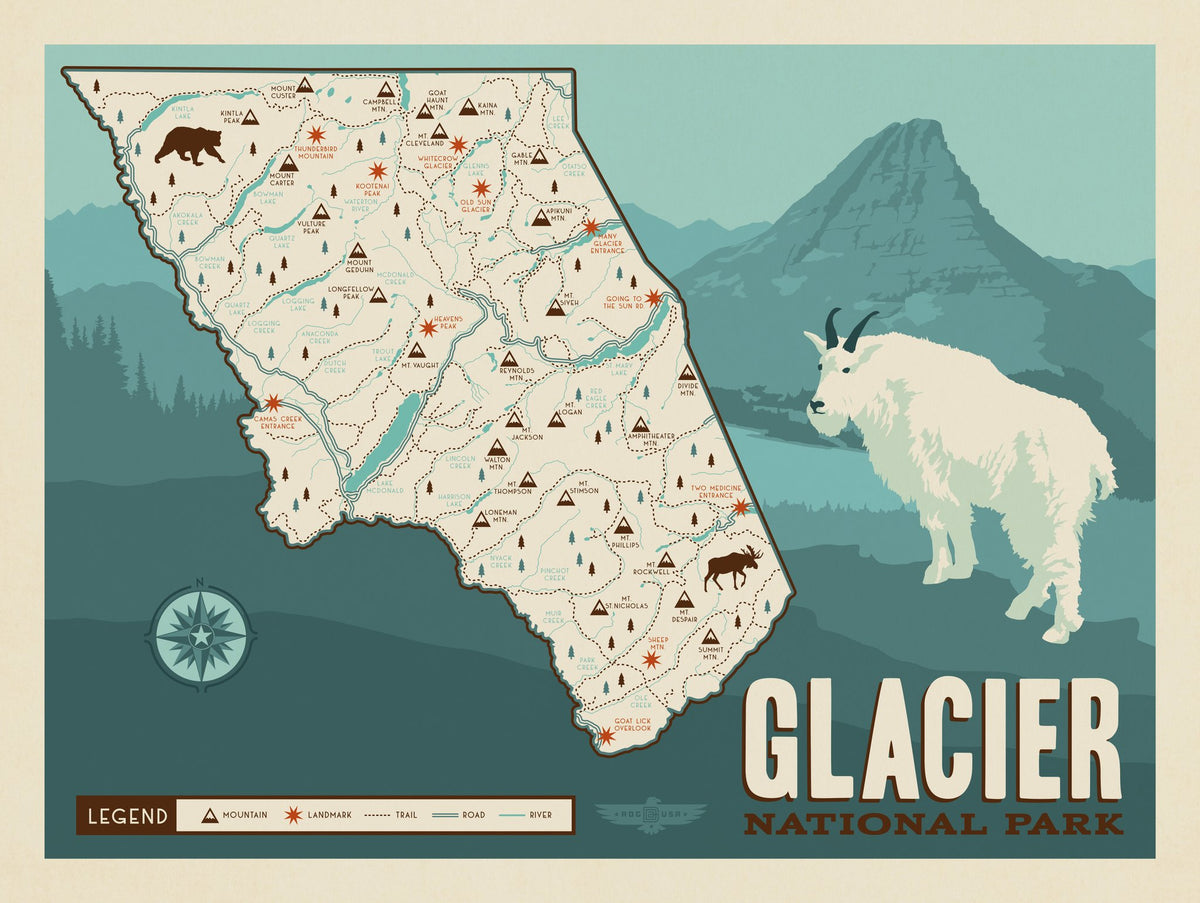Map of Glacier National Park - Puzzle - Artwork