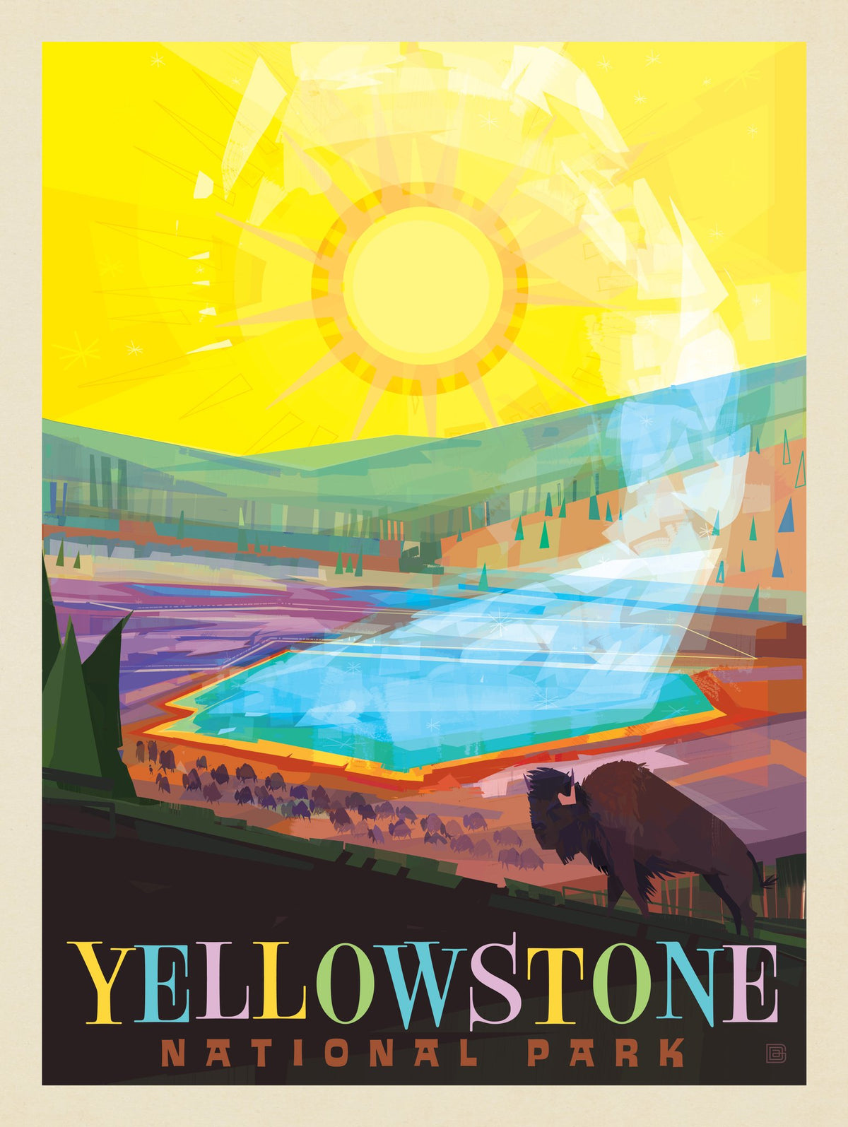 Yellowstone National Park: Grand Prismatic Springs (Mod Design) - Puzzle - Artwork