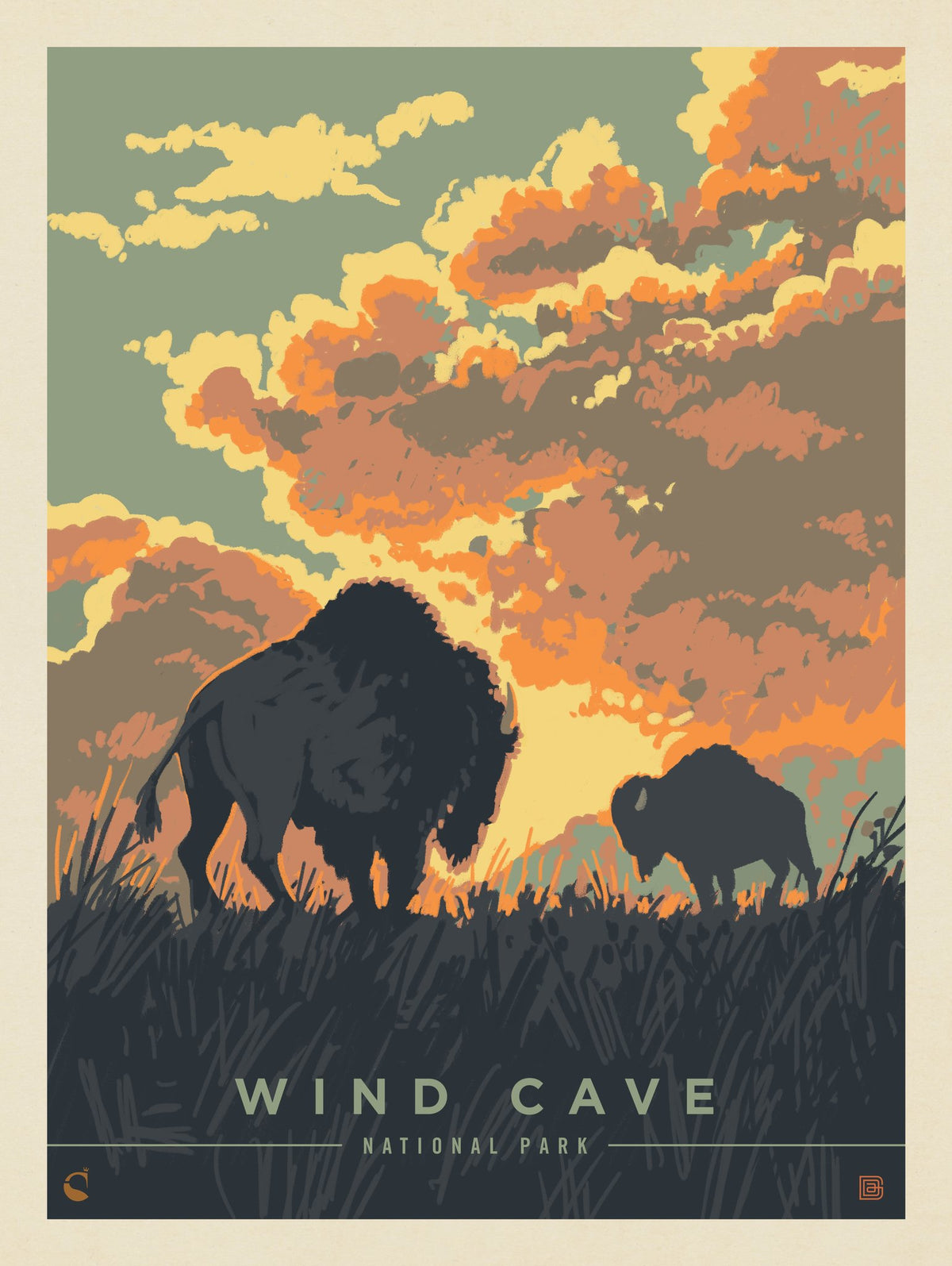 Wind Cave National Park: Bison Sunrise - Puzzle - Artwork