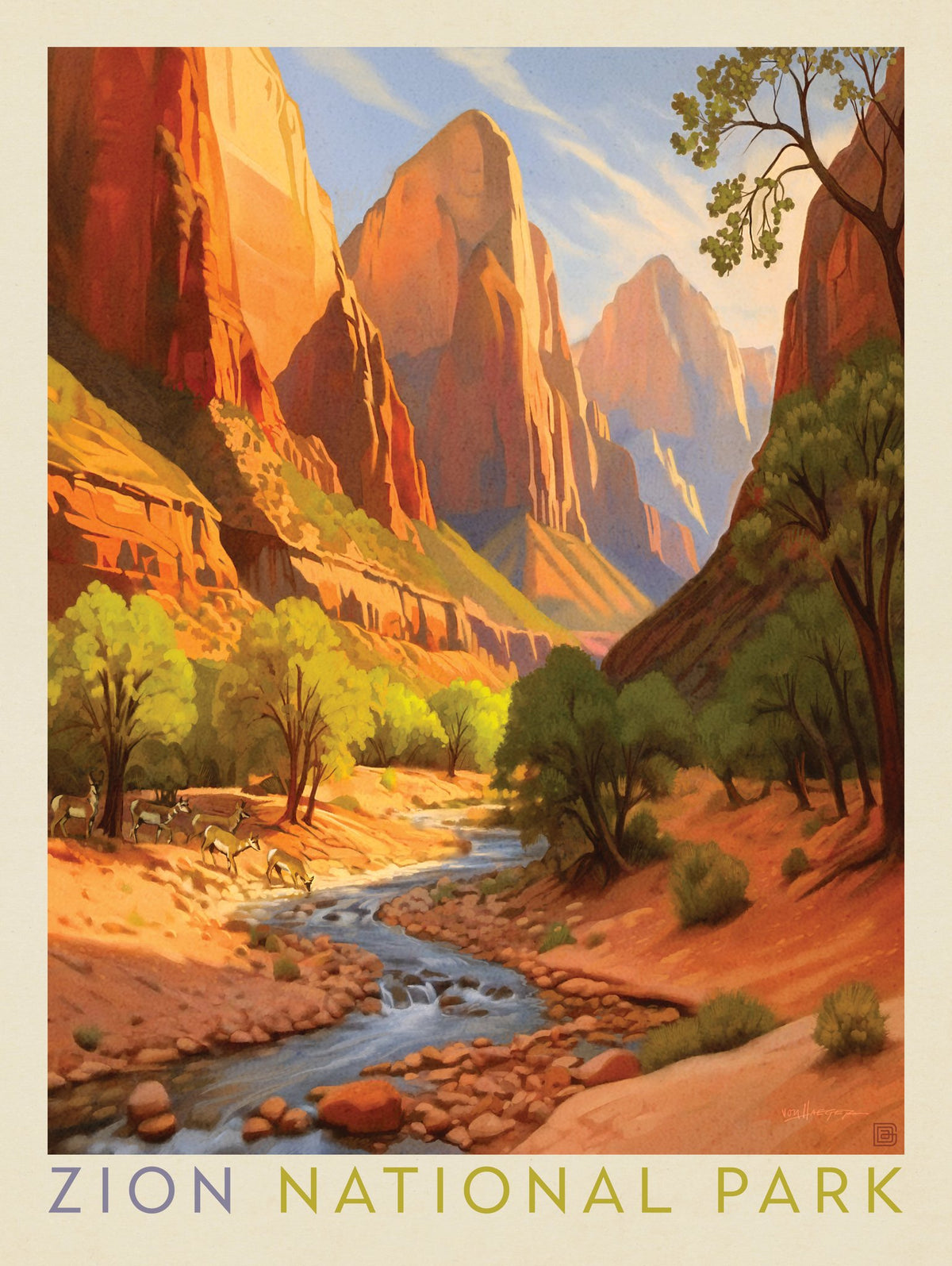 Zion National Park: Pronghorn Antelopes - Puzzle - Artwork