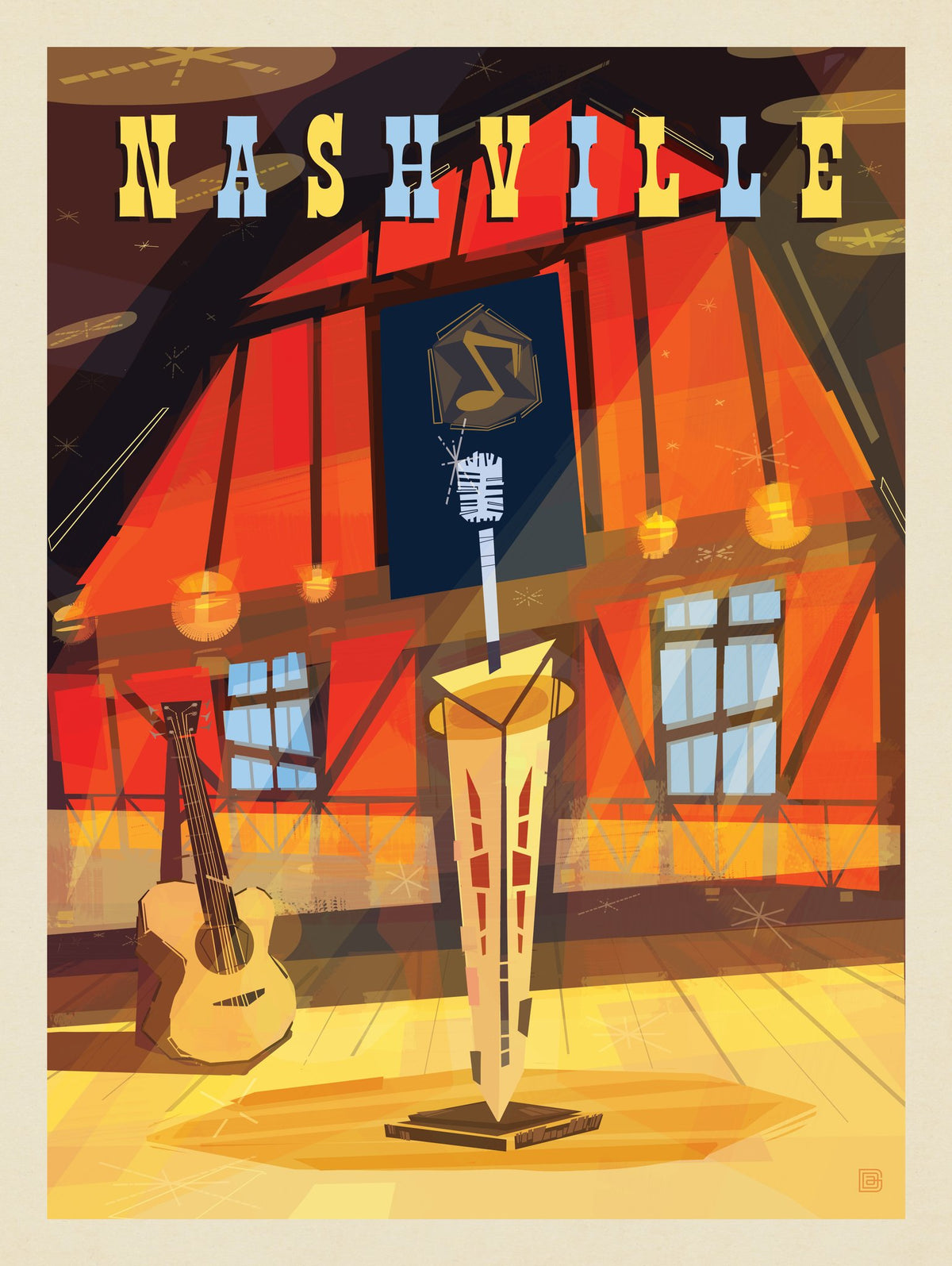Nashville, TN: Grand Ole Opry (Mod Design) - Puzzle - Artwork