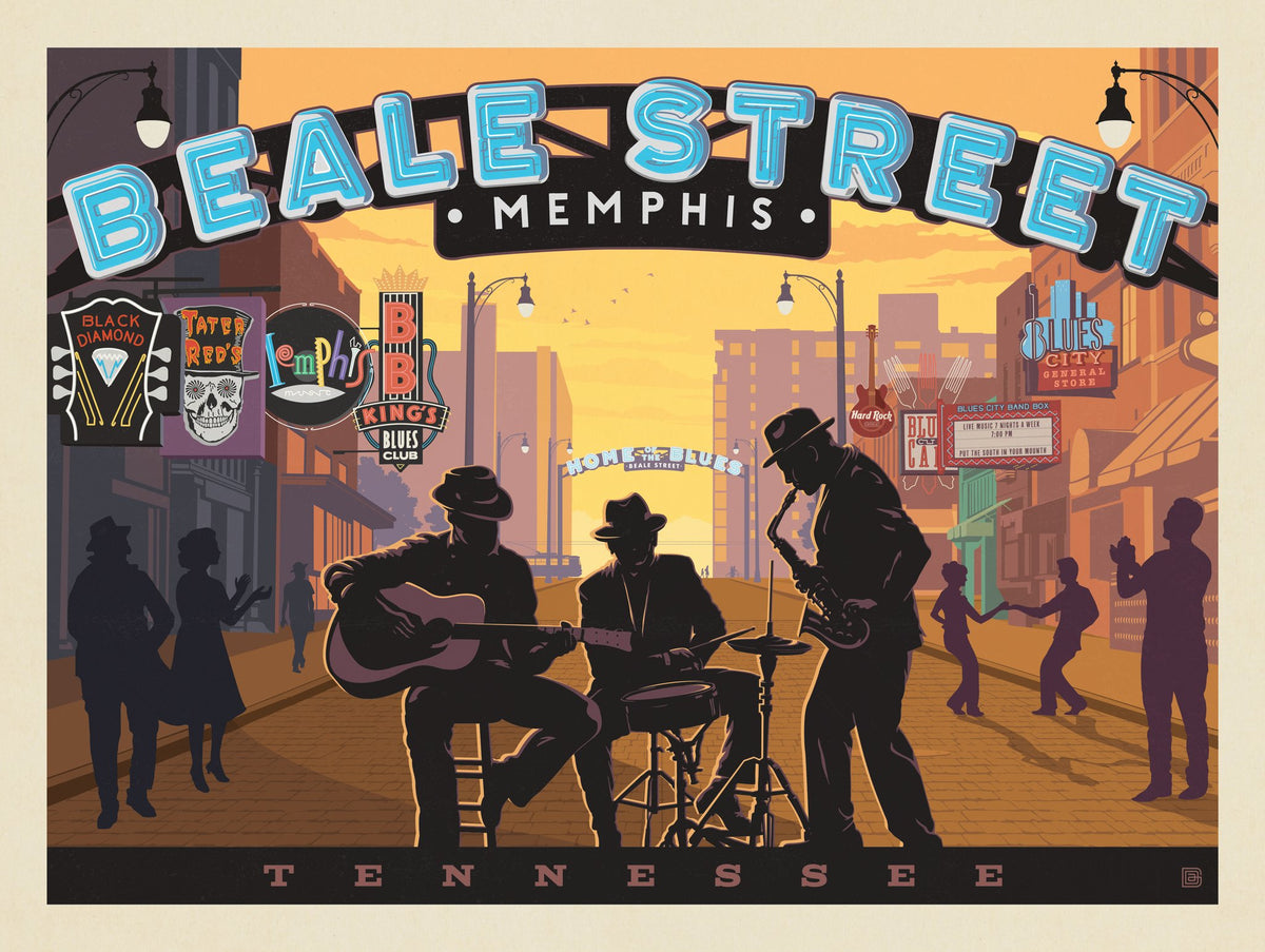 Memphis, TN: Beale Street Sunset - Puzzle - Artwork