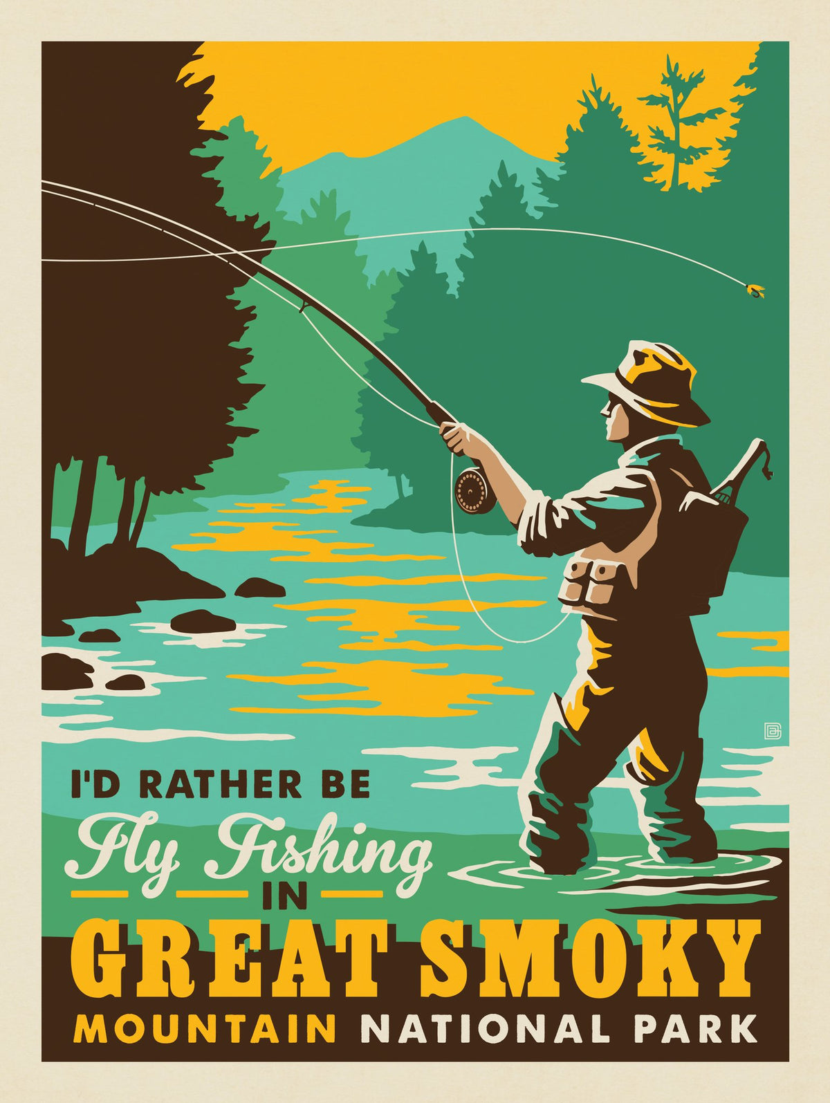 Great Smoky Mountains National Park: Fly Fishing - Puzzle - Artwork