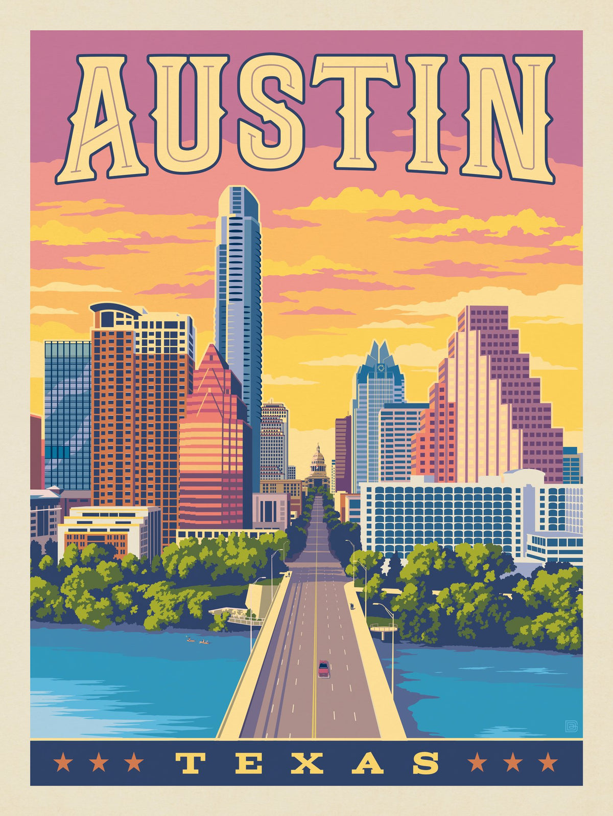 Austin, Texas: Sunset - Puzzle - Artwork