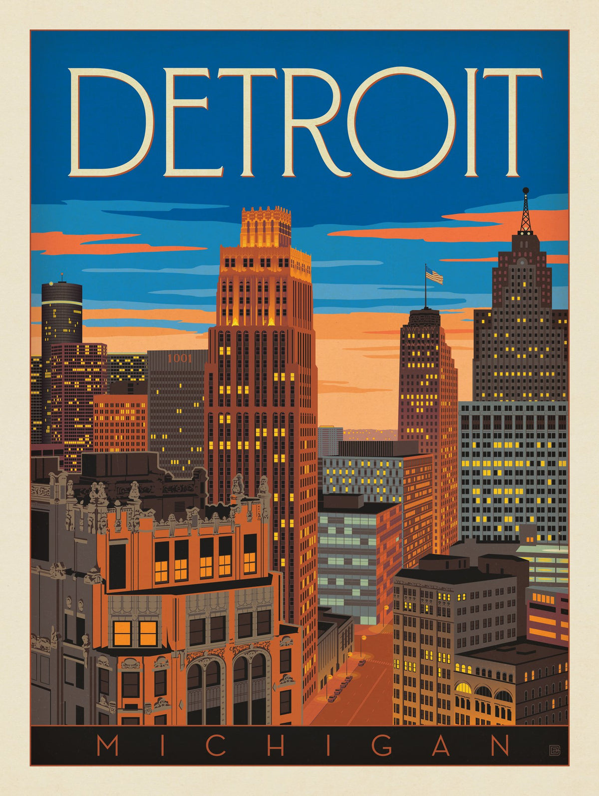 Detroit, MI Skyline - Puzzle - Artwork