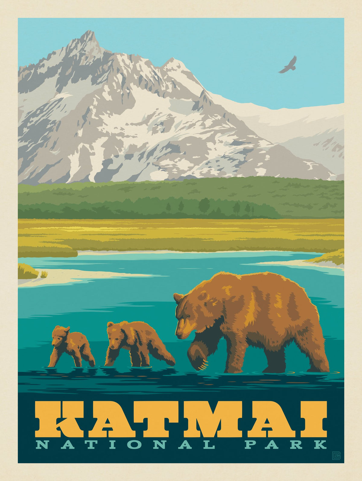 Katmai National Park: Mama Bear and Cubs - Puzzle - Artwork