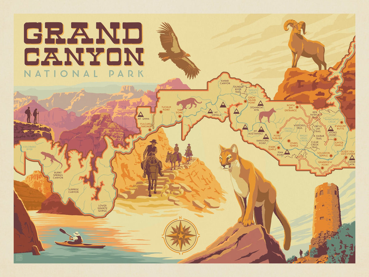 Grand Canyon National Park: Illustrated Map - Puzzle - Artwork