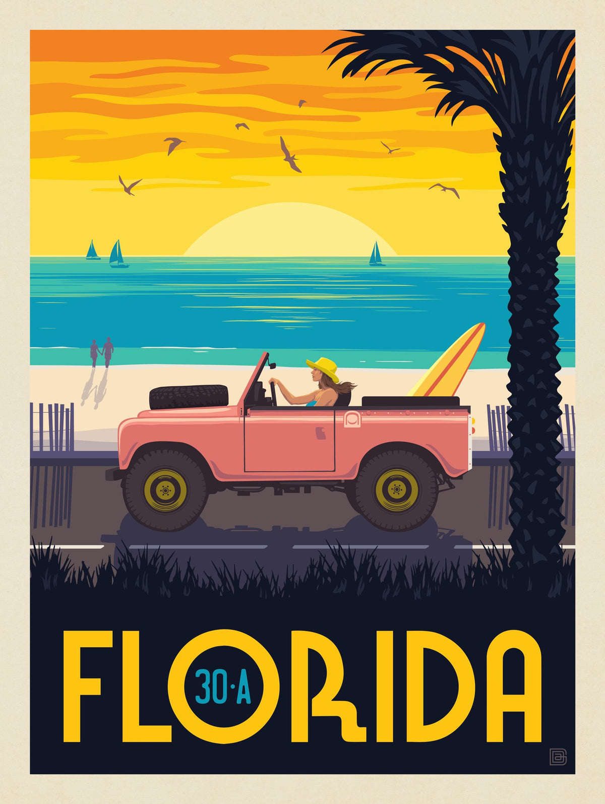 Florida: Hwy 30-A - Puzzle - Artwork