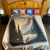 Rocky Mountains Woven Blanket on Bed