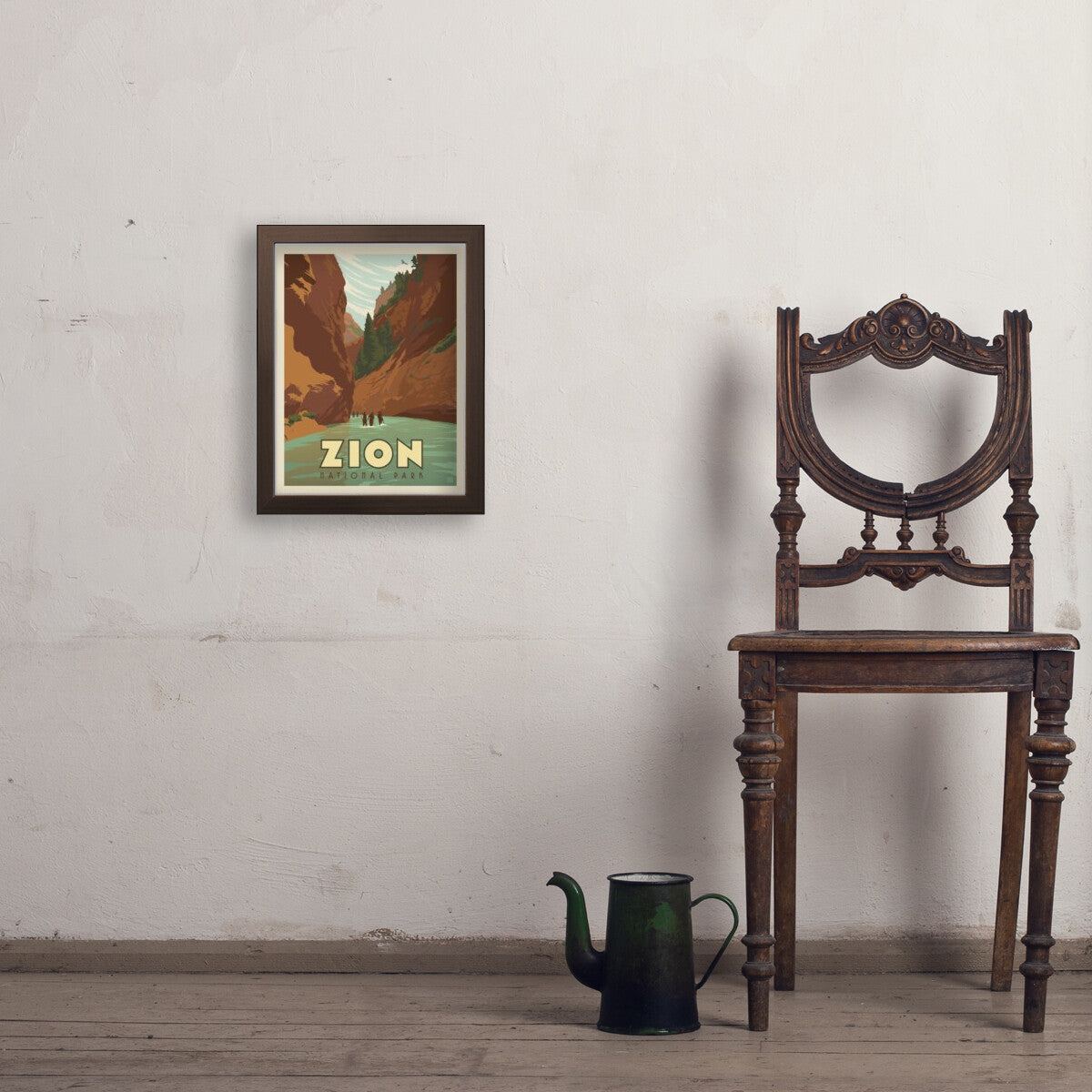 zion-national-park-hiking-the-narrows - 11x14 / Simple / Brown / Env