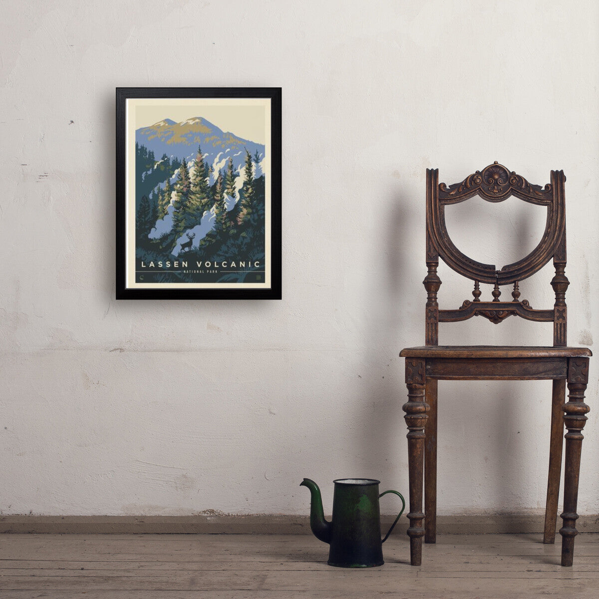 lassen-volcanic-national-park-into-the-mist - 18x24 / Simple / Black / Env