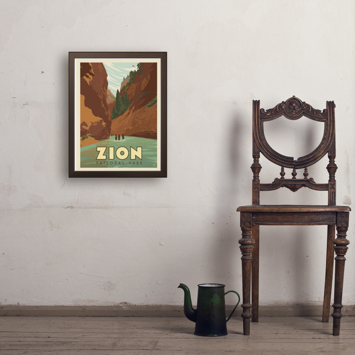 zion-national-park-hiking-the-narrows - 18x24 / Simple / Brown / Env