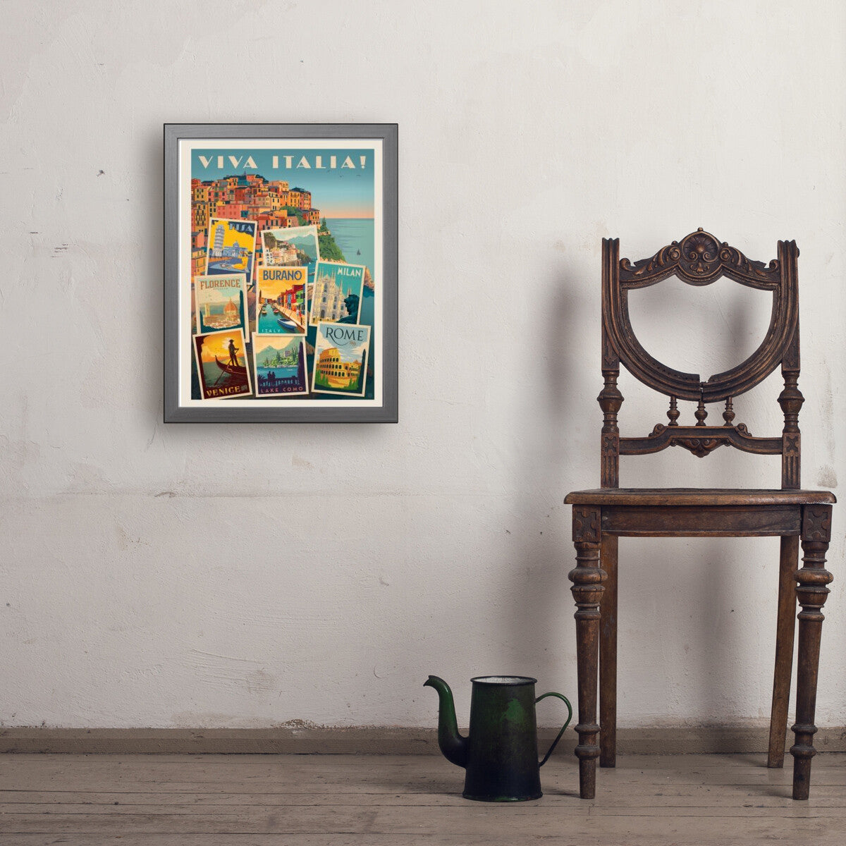 italy-viva-italia-collage - 18x24 / Simple / Gray / Env