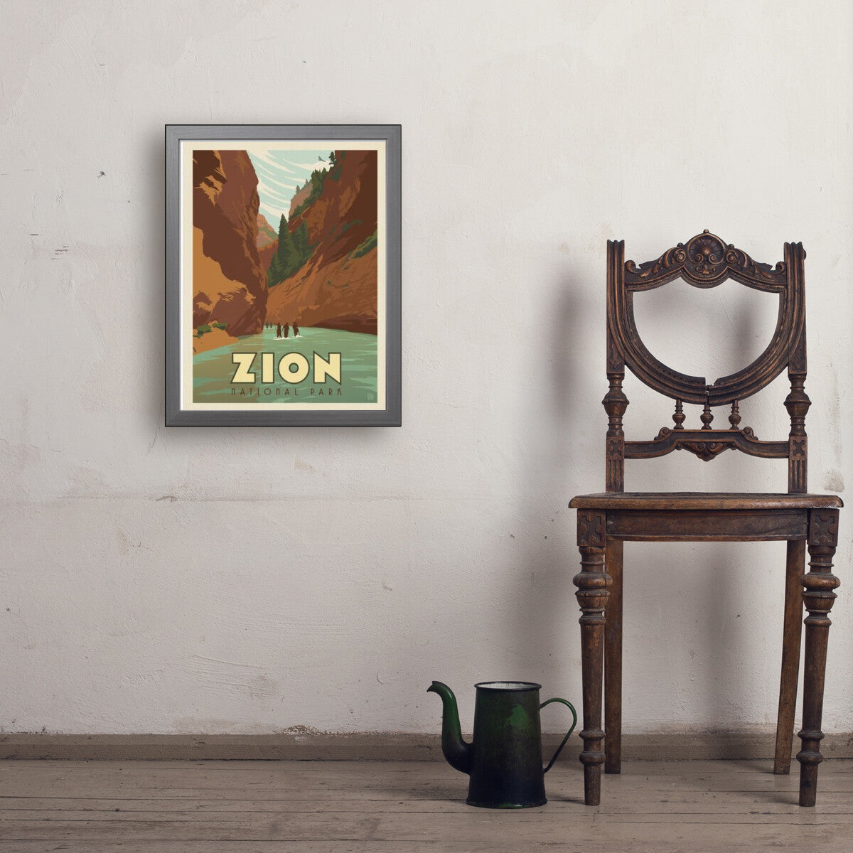 zion-national-park-hiking-the-narrows - 18x24 / Simple / Gray / Env