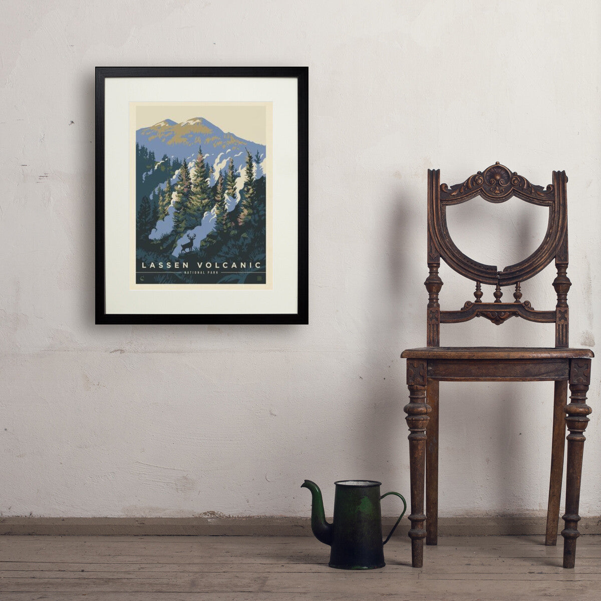 lassen-volcanic-national-park-into-the-mist - 18x24 / Standard / Black / Env