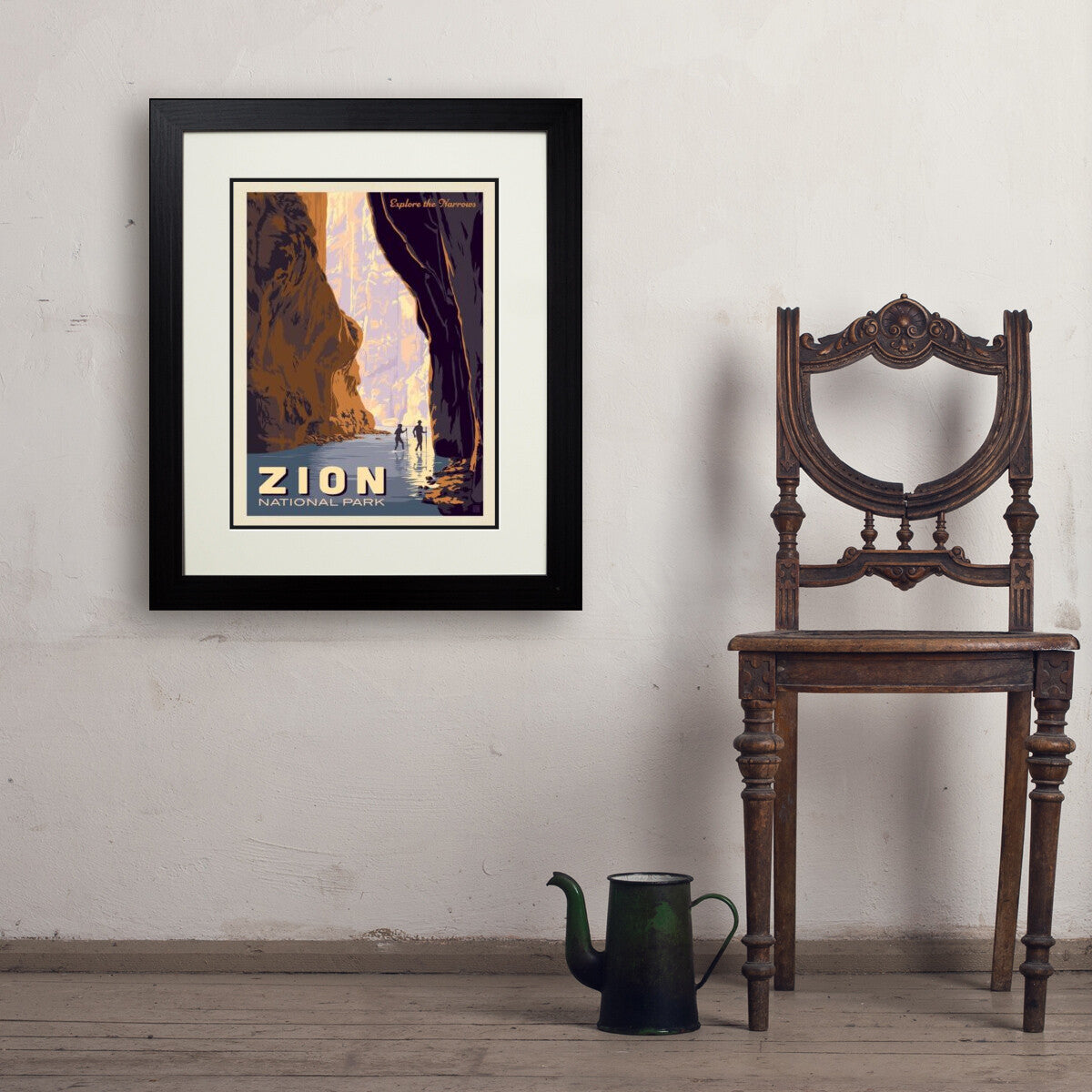 zion-national-park-explore-the-narrows - 18x24 / Deluxe / Black / Env