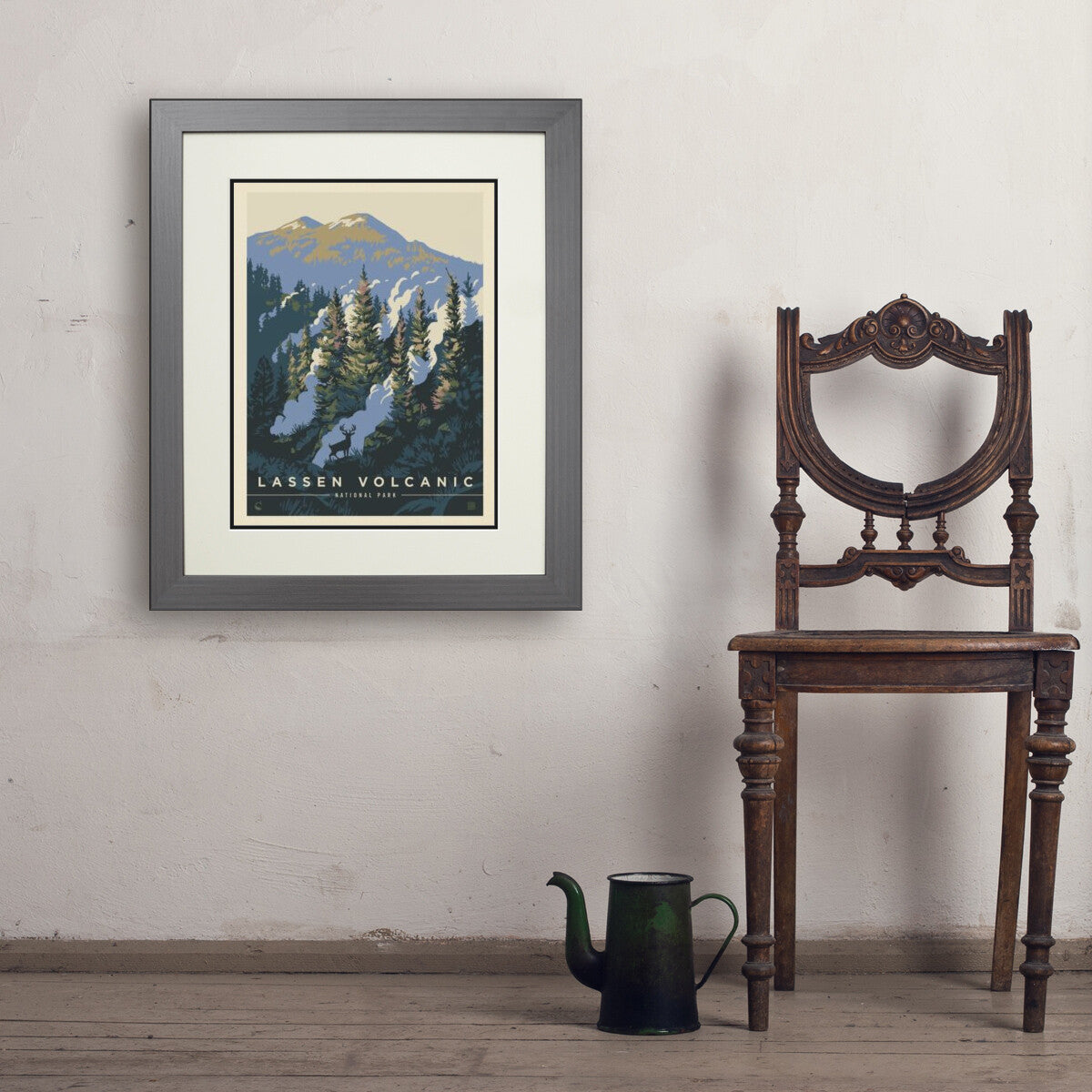 lassen-volcanic-national-park-into-the-mist - 18x24 / Deluxe / Gray / Env