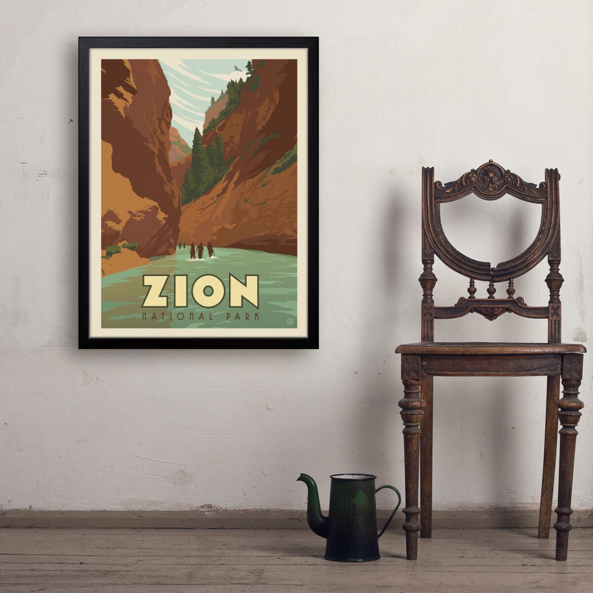 zion-national-park-hiking-the-narrows - 24x32 / Simple / Black / Env