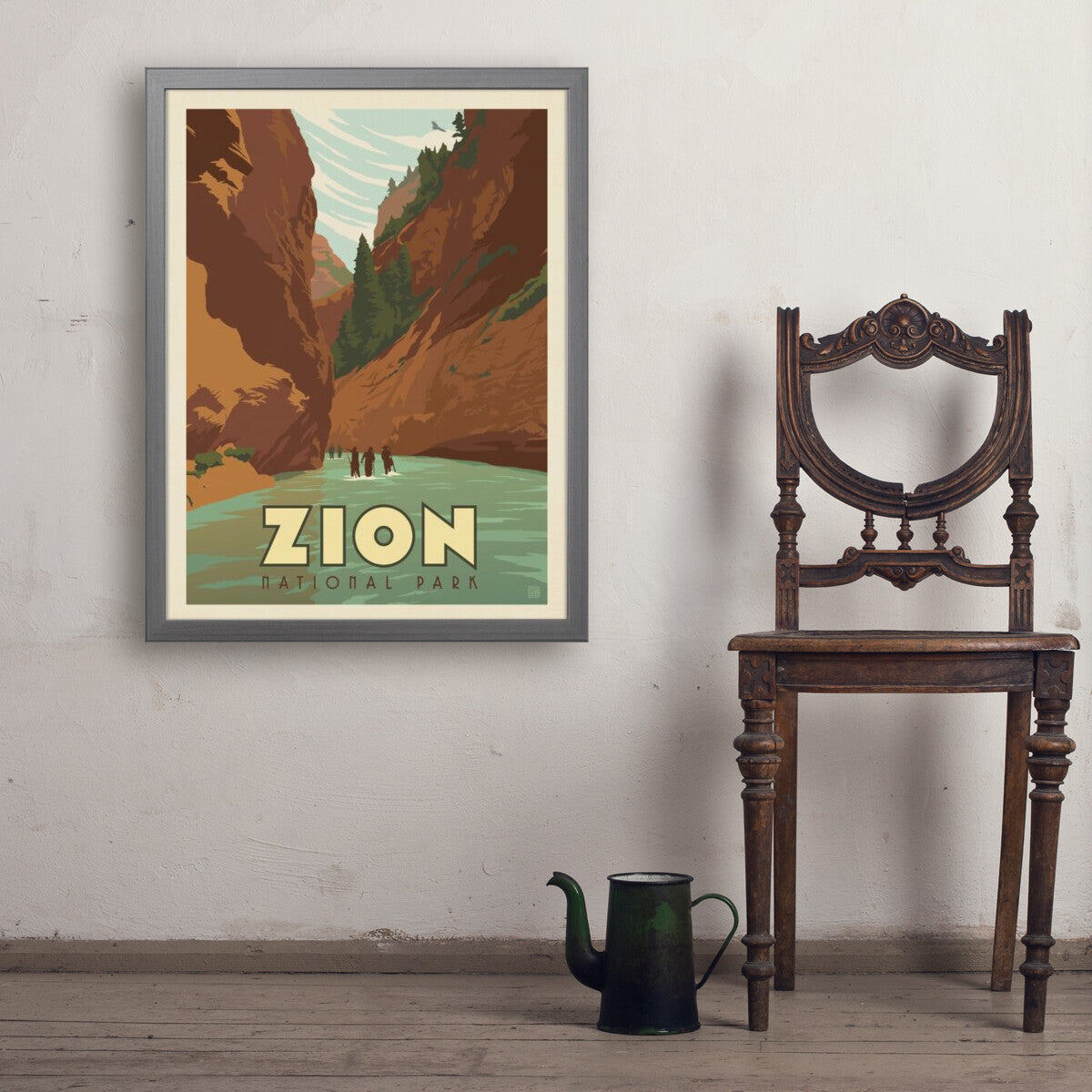 zion-national-park-hiking-the-narrows - 24x32 / Simple / Gray / Env