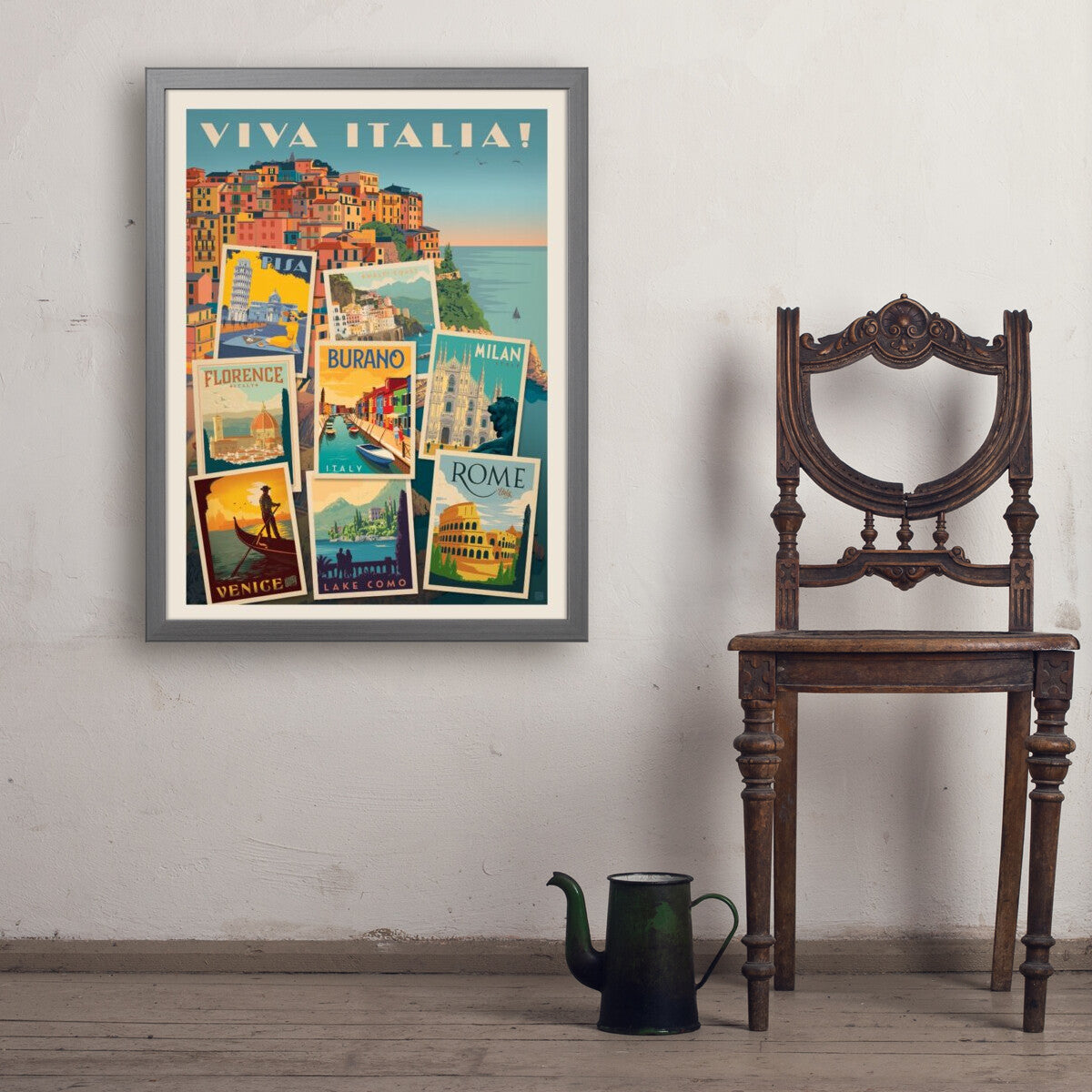 italy-viva-italia-collage - 24x32 / Simple / Gray / Env