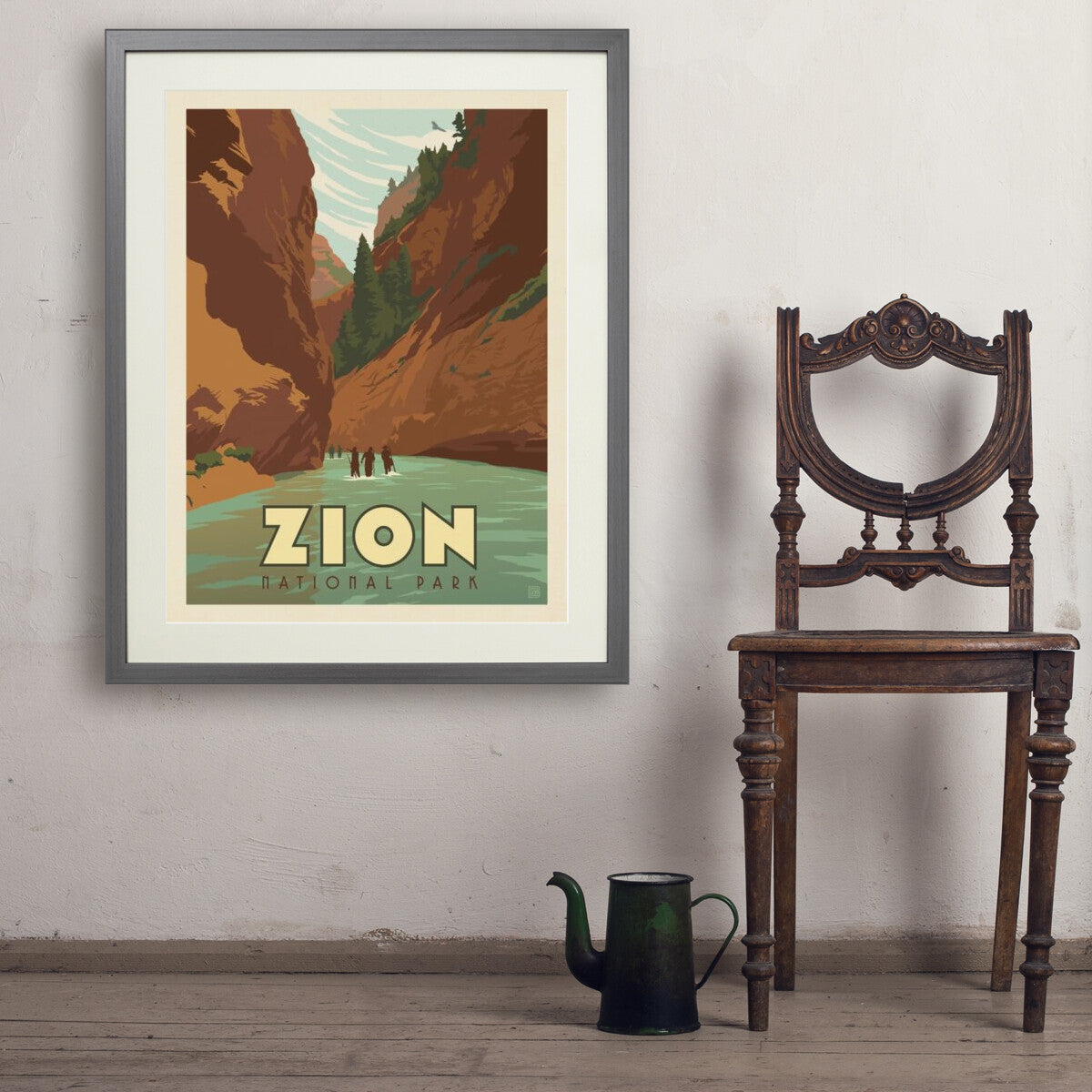 zion-national-park-hiking-the-narrows - 24x32 / Standard / Gray / Env