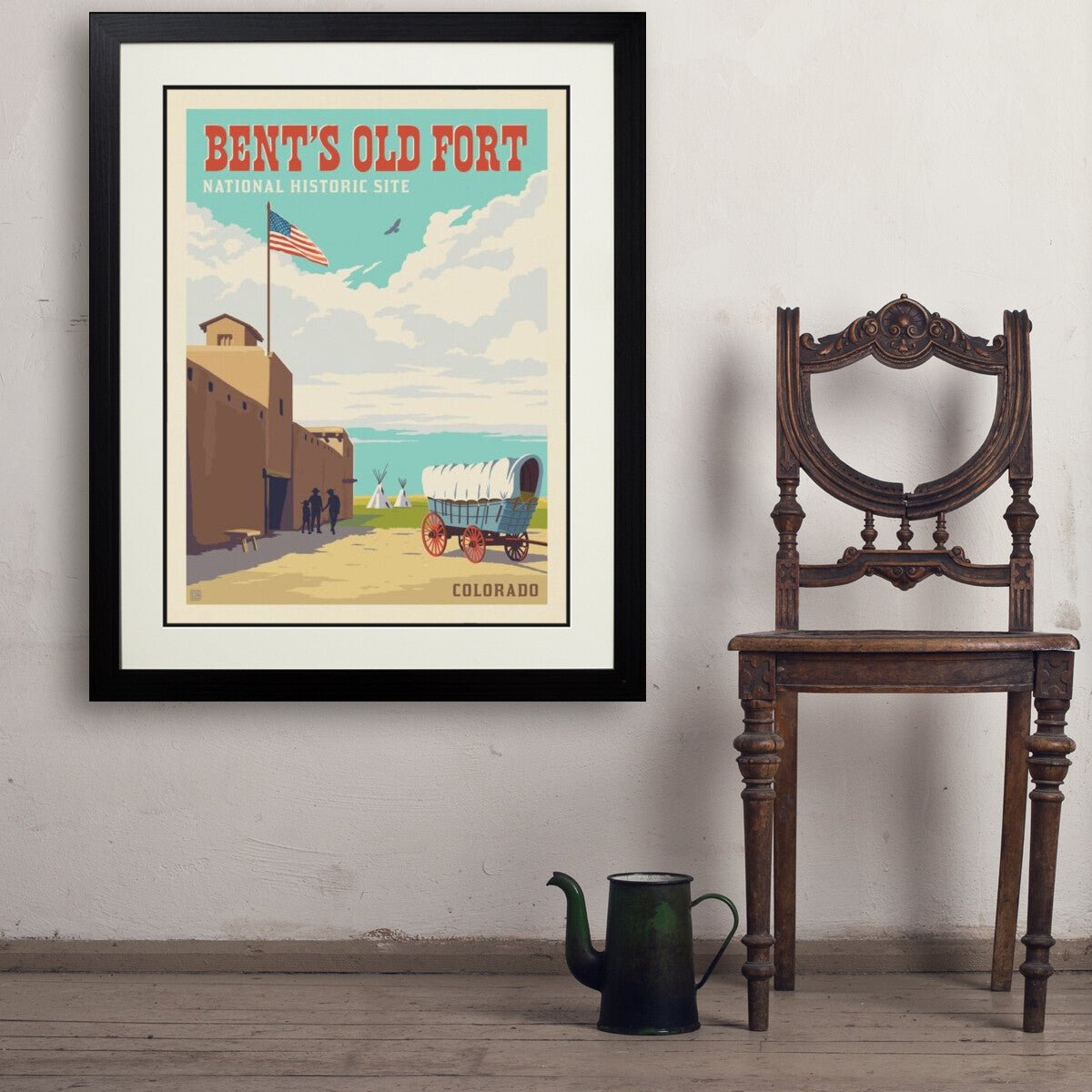 bents-old-fort-national-historic-site-co - 24x32 / Deluxe / Black / Env