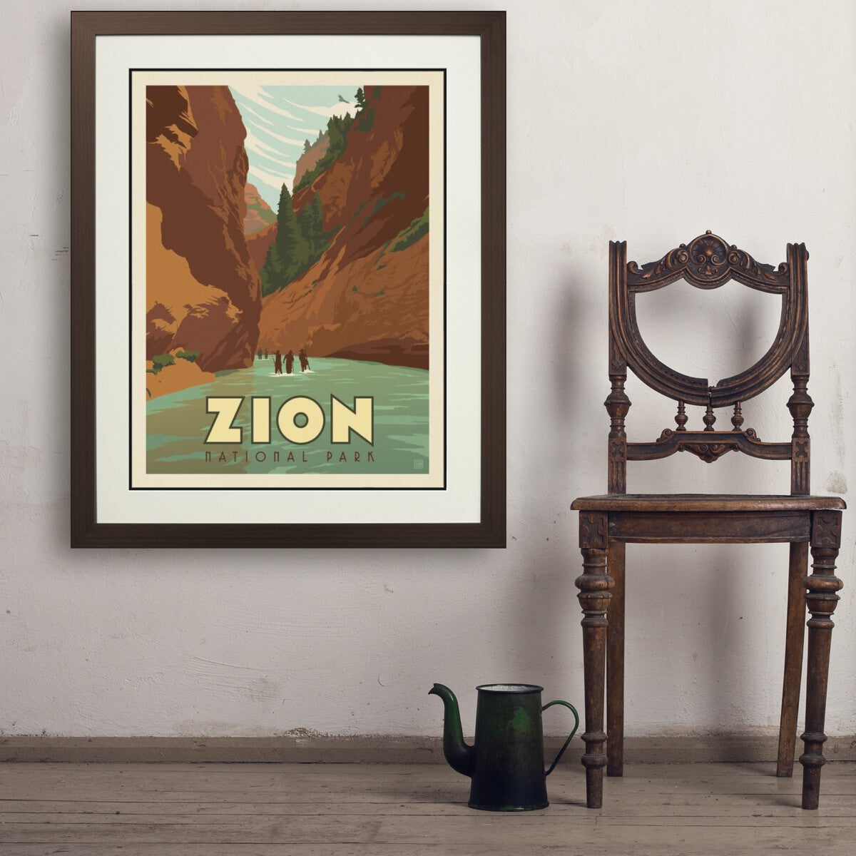 zion-national-park-hiking-the-narrows - 24x32 / Deluxe / Brown / Env