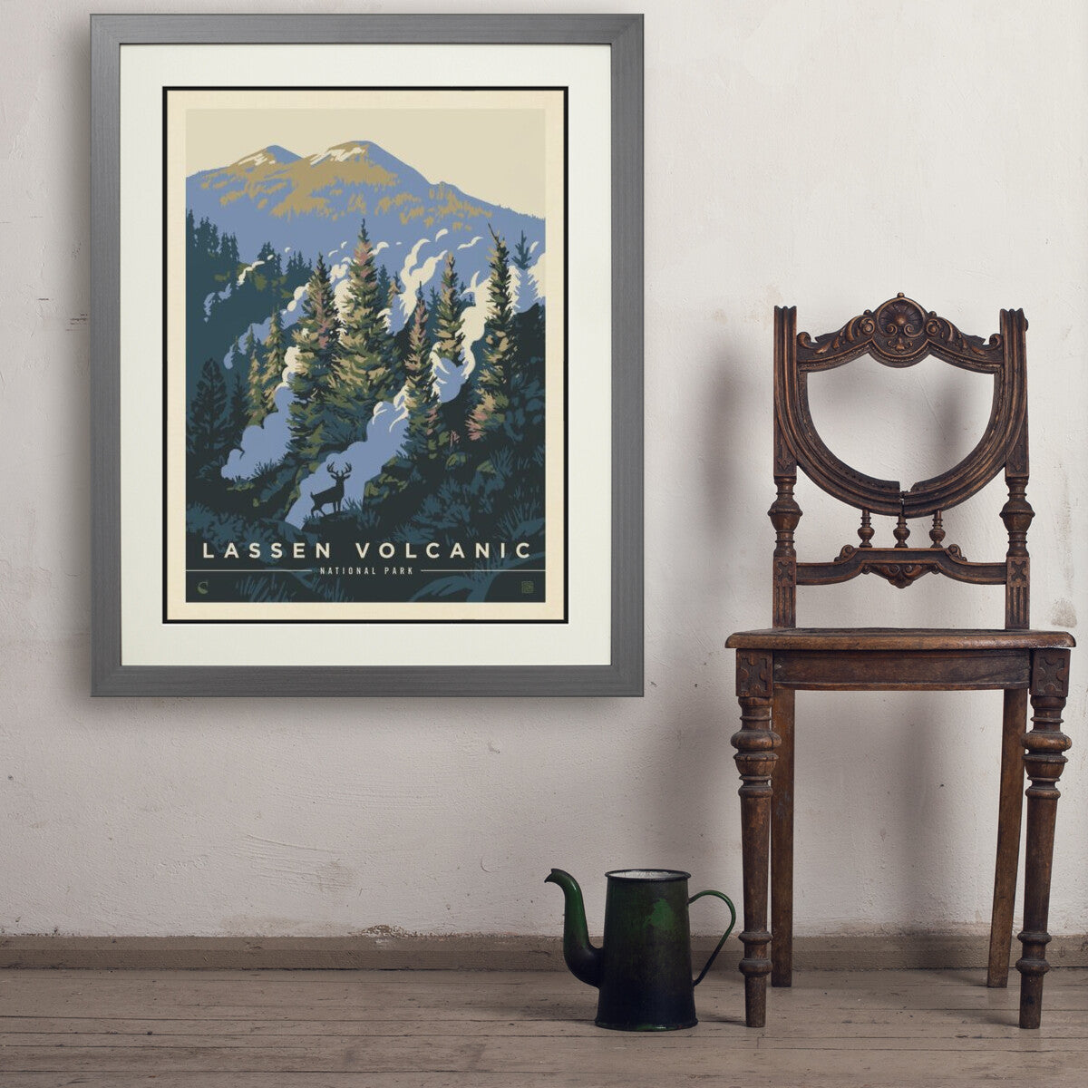 lassen-volcanic-national-park-into-the-mist - 24x32 / Deluxe / Gray / Env