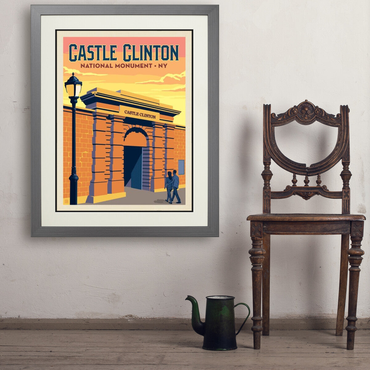 castle-clinton-national-monument-ny - 24x32 / Deluxe / Gray / Env