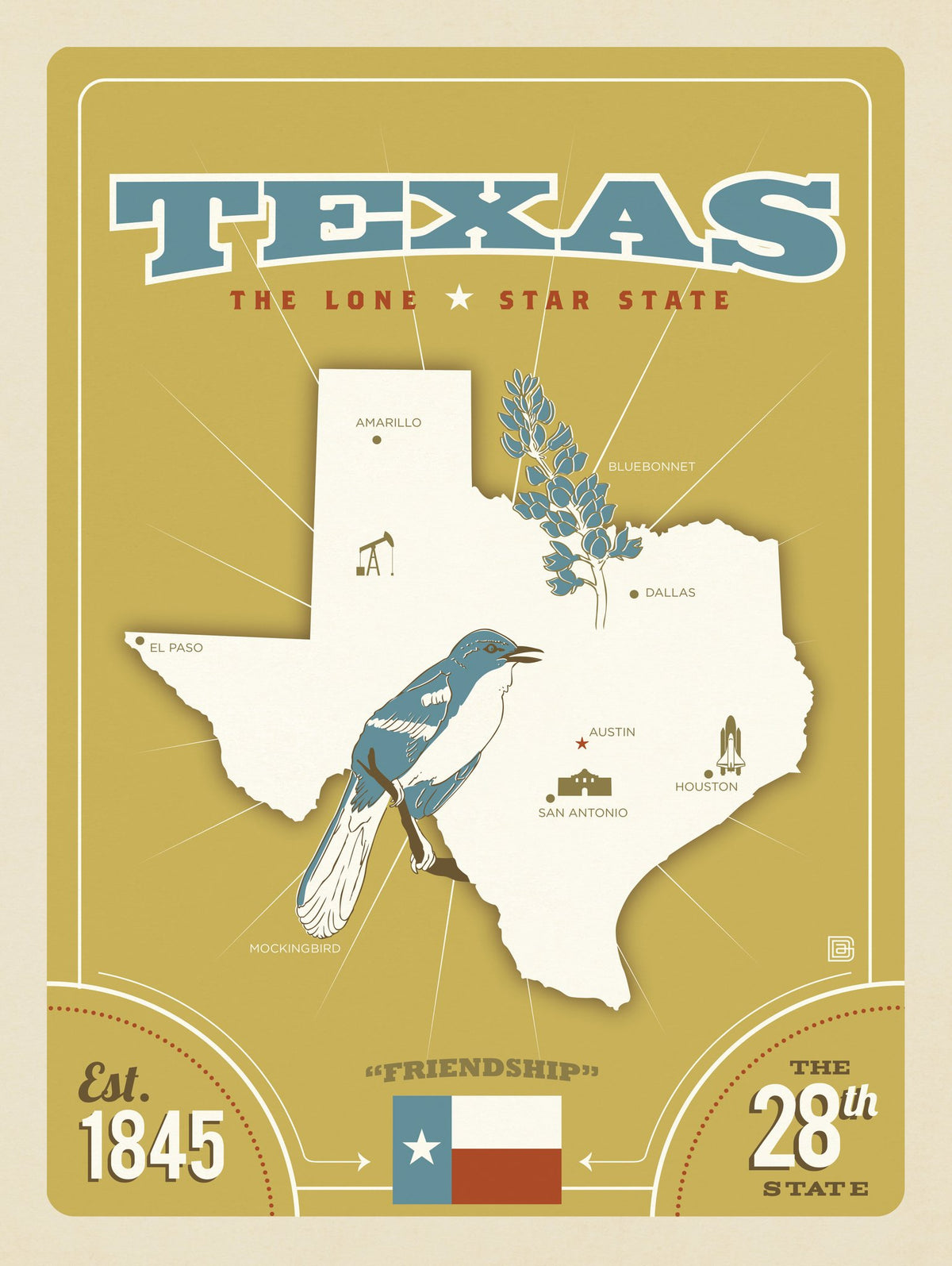 Texas Map (Vintage) - Puzzle - Artwork