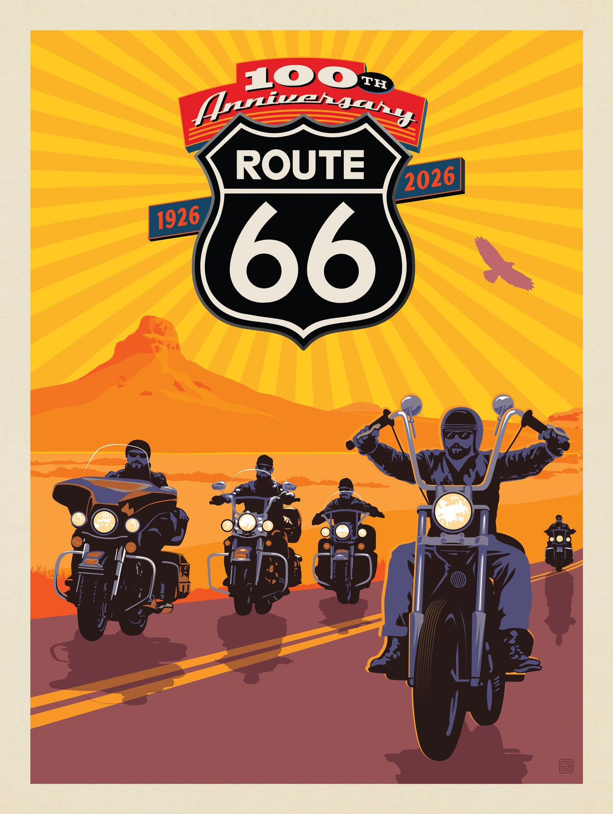 100th Anniversary Of Route 66 (Bikers) - Puzzle - Artwork