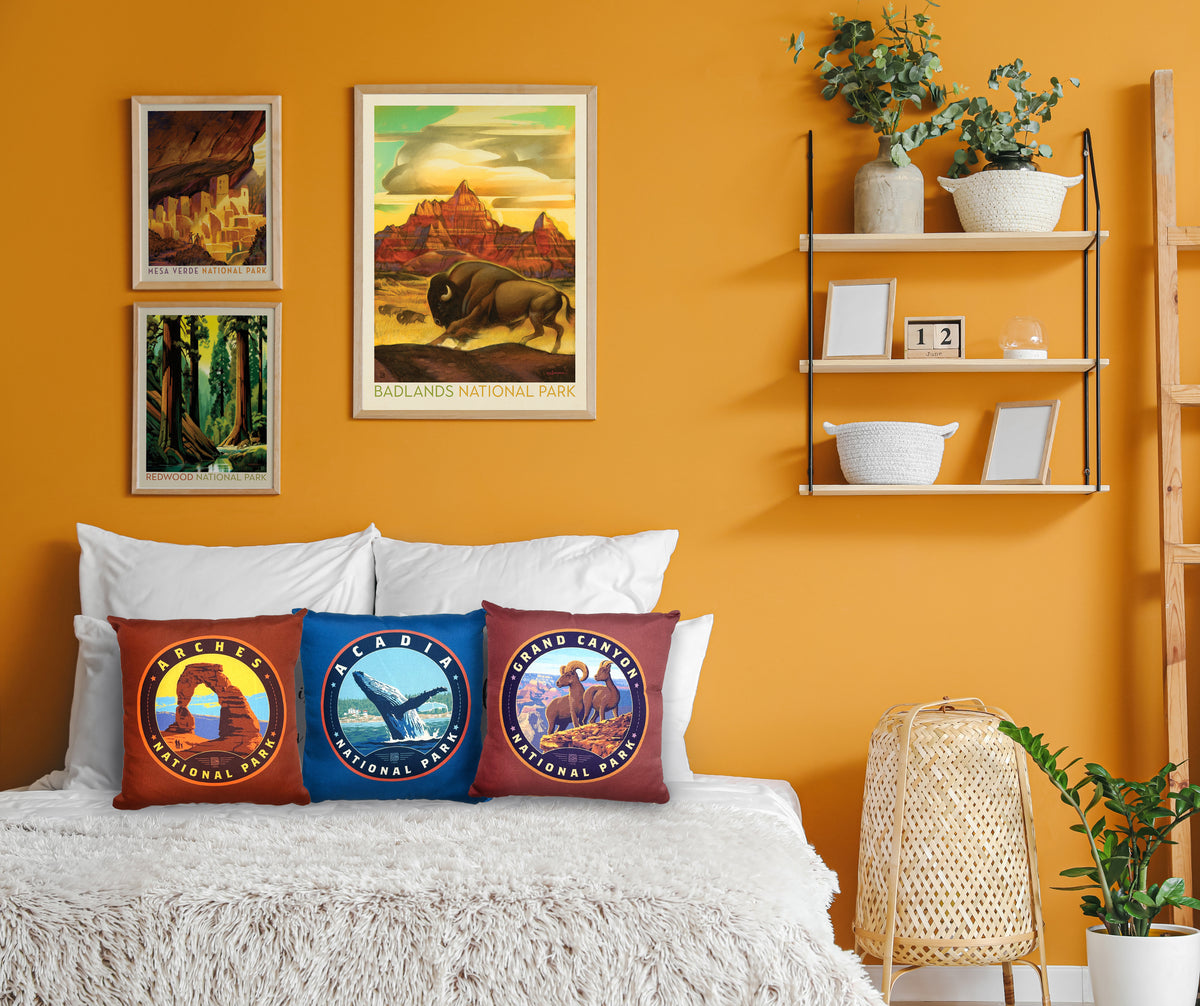 Bedroom with ADG poster art and home accents