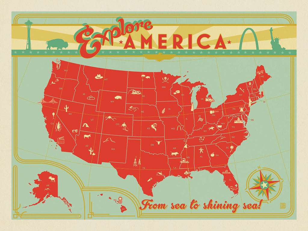 American Travel - Inspired by Vintage Poster Art