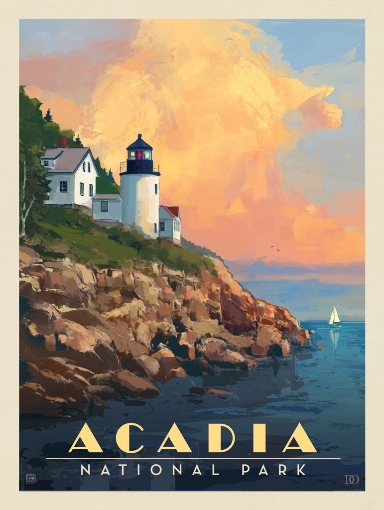 Acadia National Park: Lighthouse - Metal Sign - Artwork