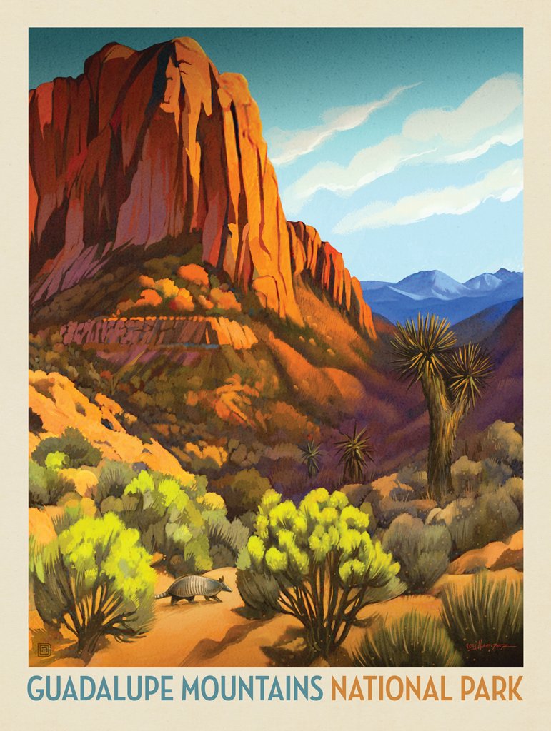Guadalupe Mountains National Park: Armadillo Crossing - Postcards - Artwork