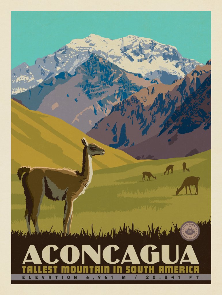 7 Summits: Aconcagua-Tallest Mountain in South America - Canvas - Artwork
