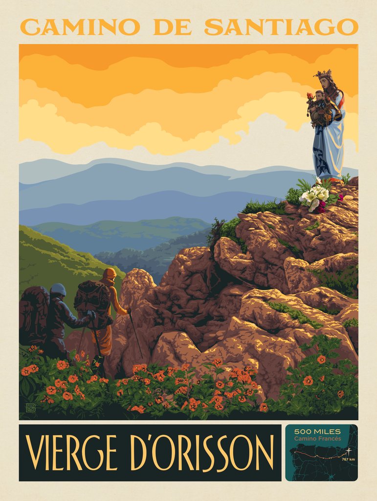 Camino De Santiago Trail: 02 Vierge d’Orisson - Postcards - Artwork