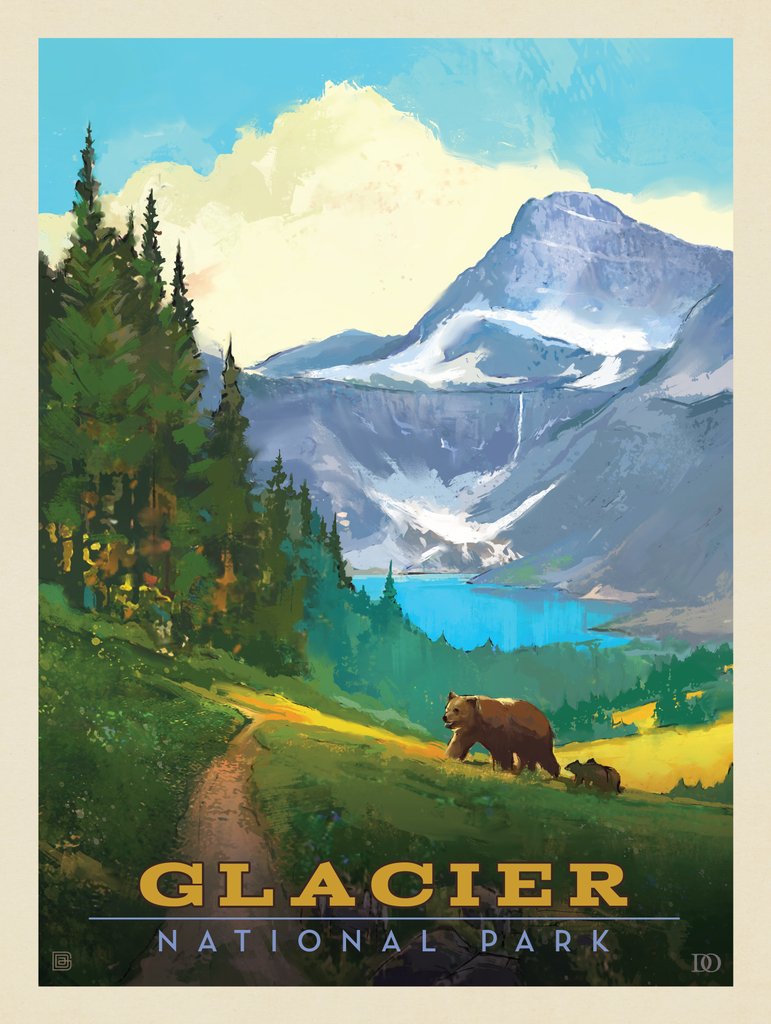 Glacier National Park: Indian Pass - Metal Sign - Artwork