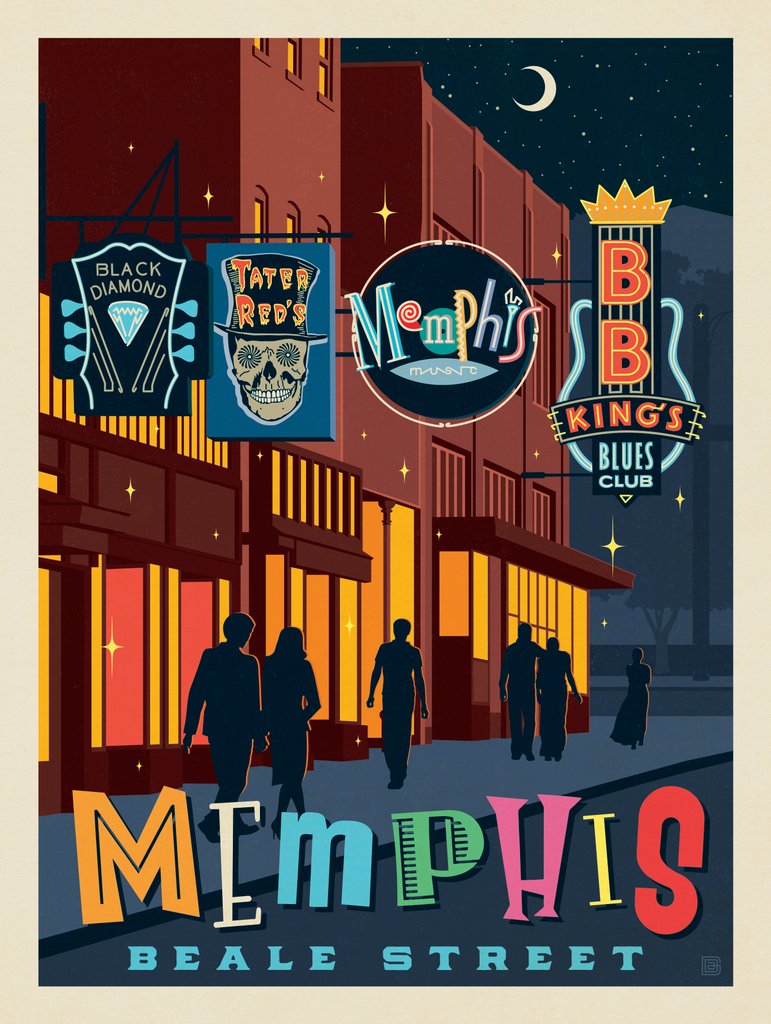 Memphis, TN: Beale Street Neon - Art Print - Artwork