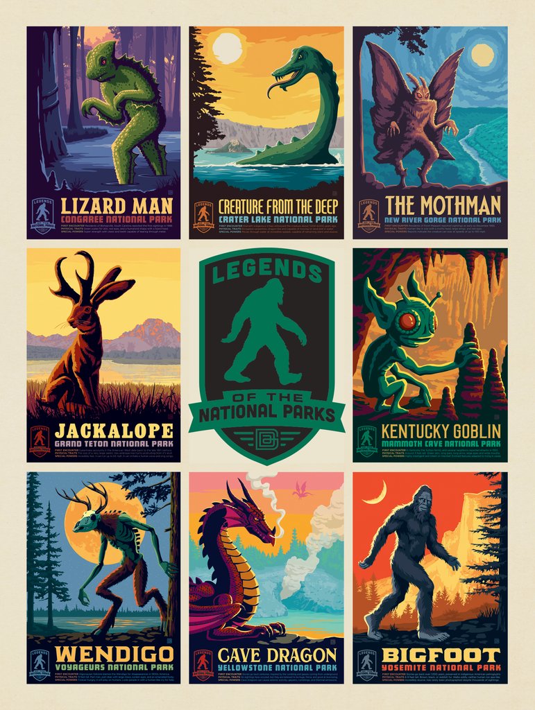 Legends Of The National Parks: Multi-Image Print - Art Print - Artwork