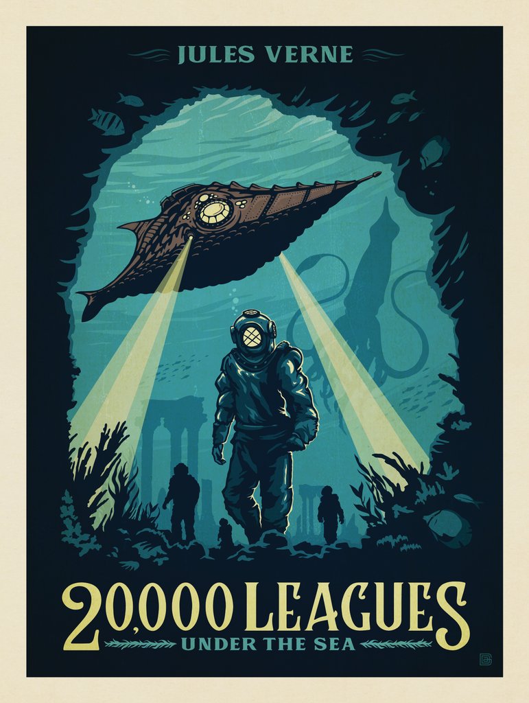 20,000 Leagues Under the Sea: Jules Verne - Notecards - Artwork