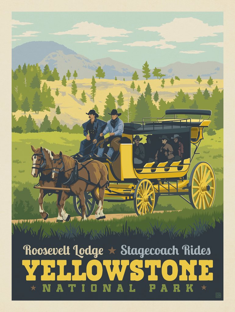 Yellowstone National Park: Stage Coach Adventure - Canvas - Artwork