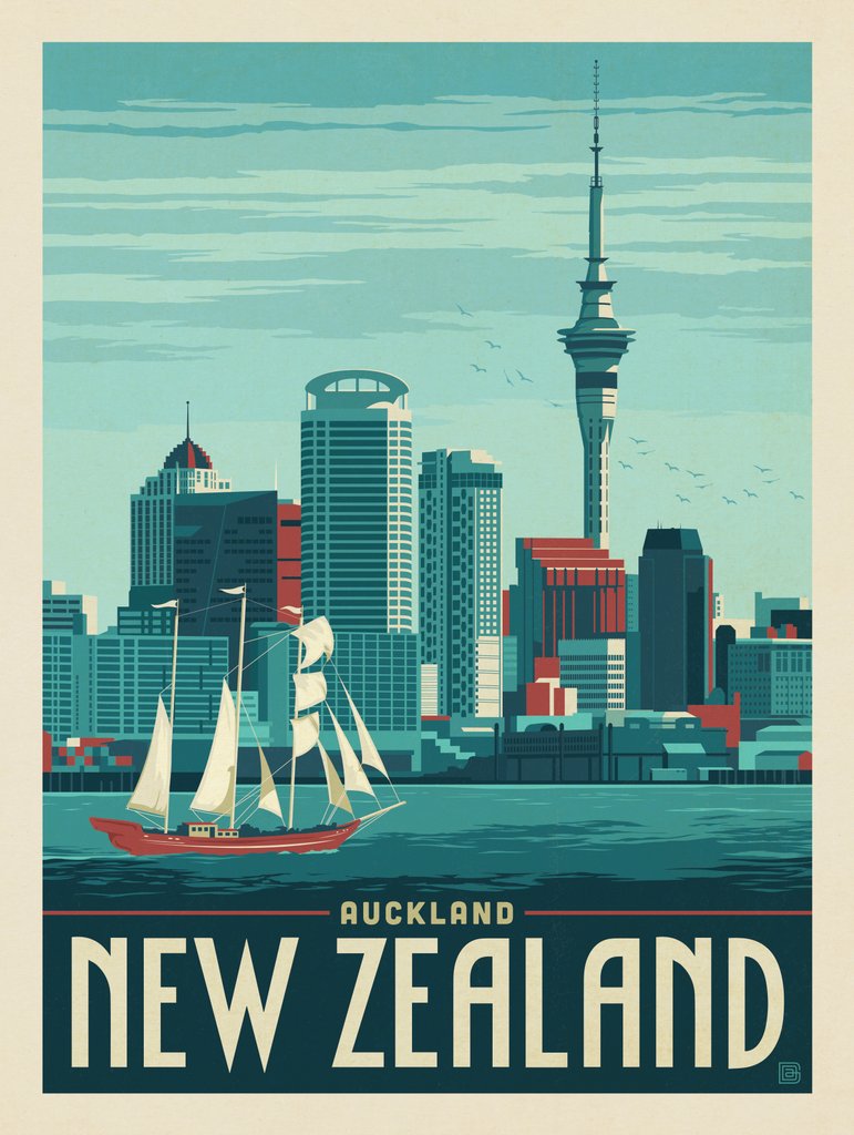 New Zealand: Auckland - Notecards - Artwork