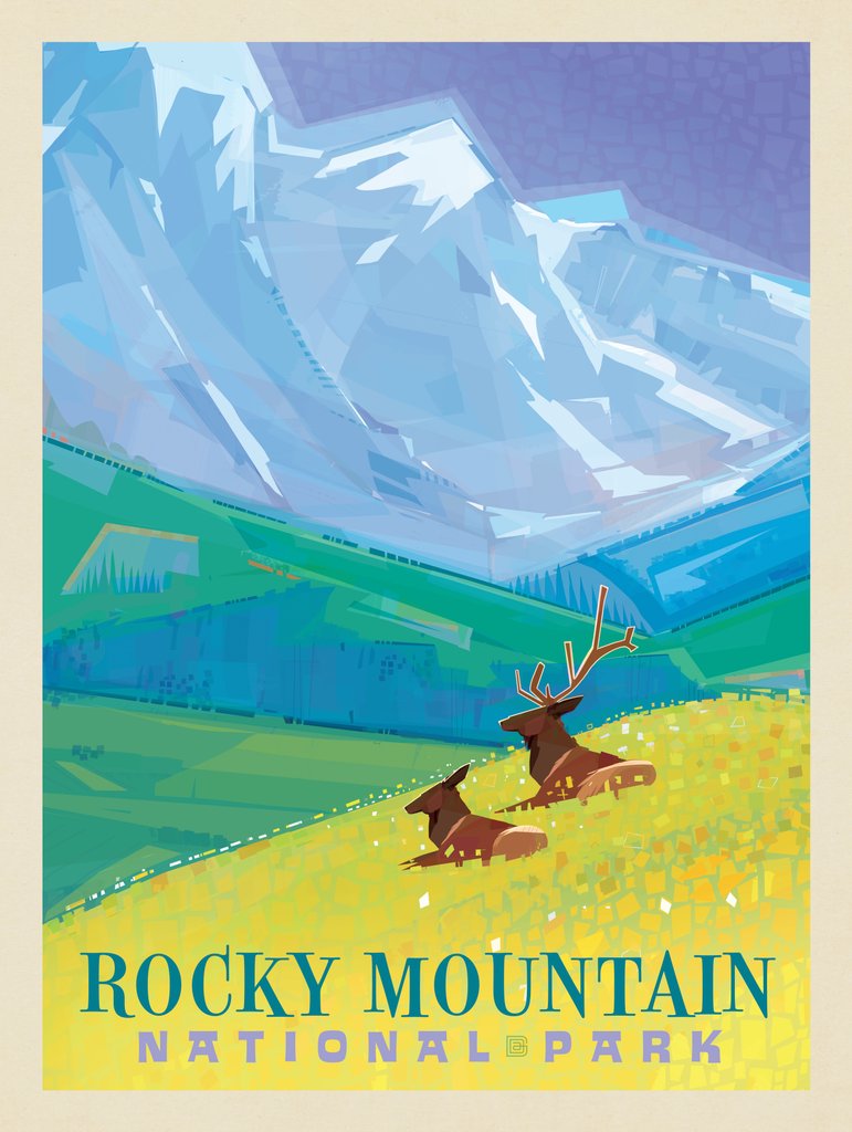Rocky Mountain National Park (Mod Design) - Notecards - Artwork