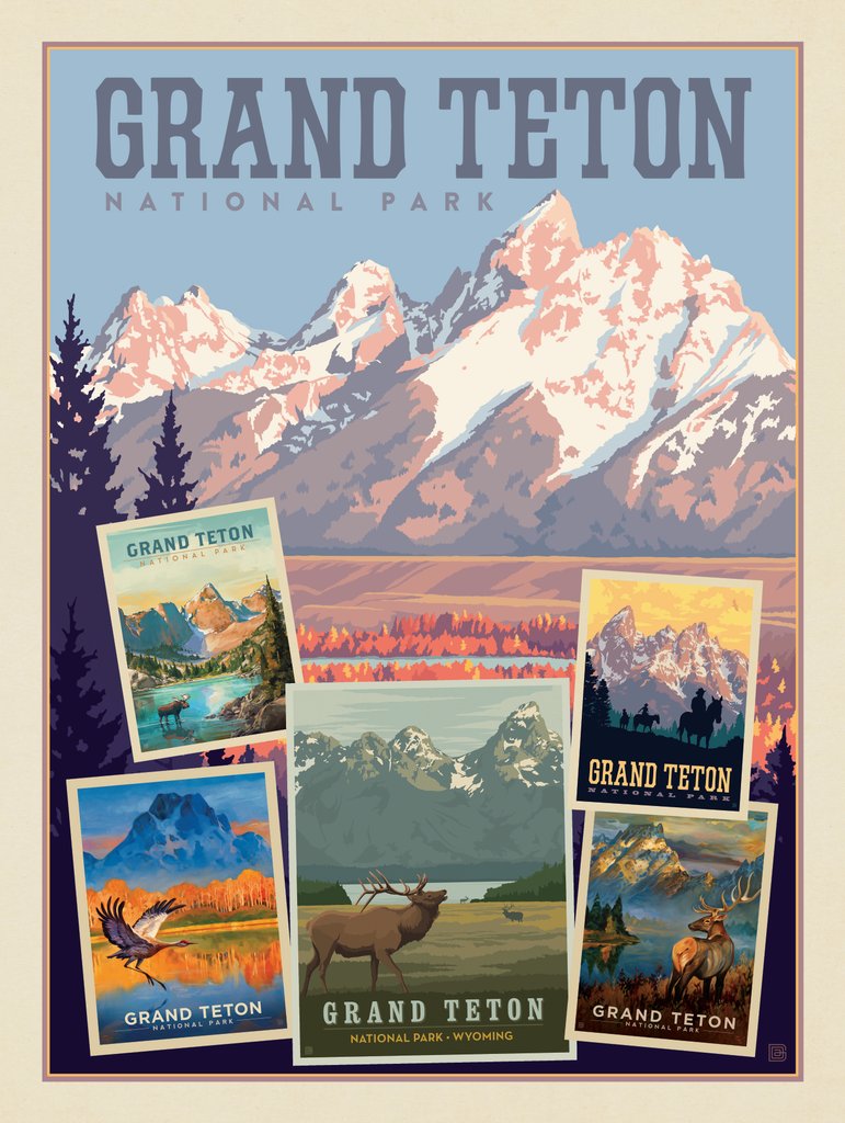 Grand Teton National Park: Collage Print - Postcards - Artwork