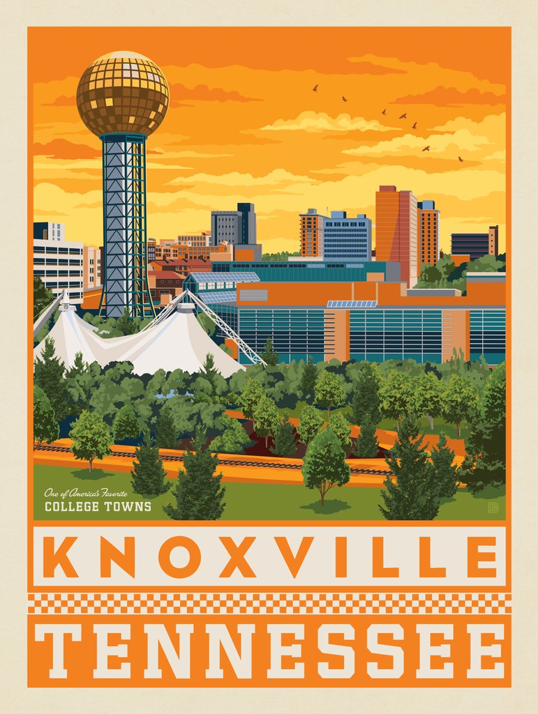 American College Towns: Knoxville, TN - Canvas - Artwork