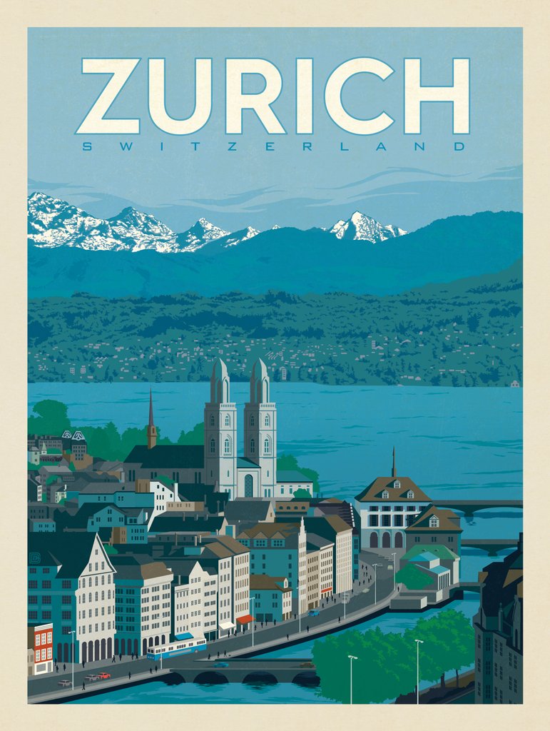 Switzerland: Zurich - Notecards - Artwork