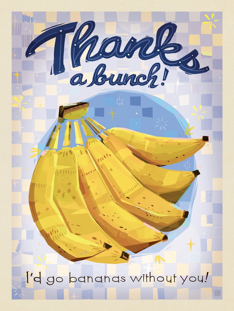 A Greeting Card: Thanks A Bunch! - Notecards - Artwork